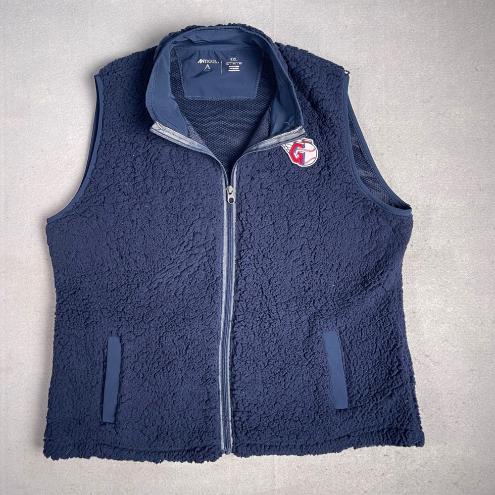 Antigua Fleece Vest Cleveland Guardians MLB Full Zip Sleeveless Jacket 3XL